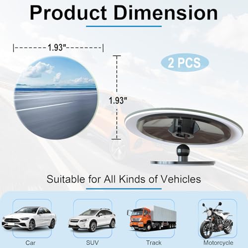 Blind Spot Mirrors 2 Pack, Frameless Side Mirror Blindspot - Product Imagery