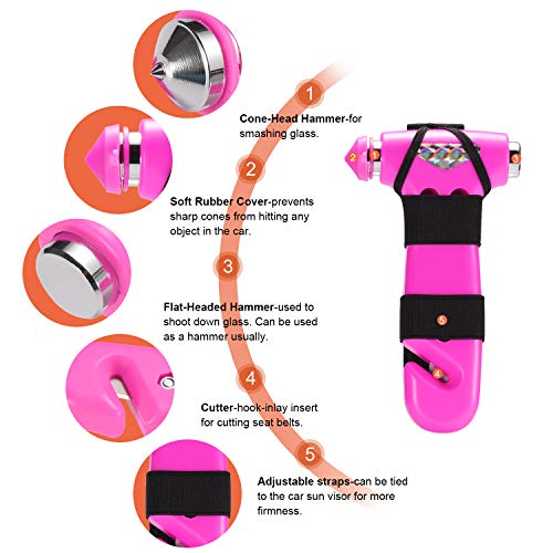 THINKWORK 3-in-1 Pink Car Safety Hammer Gift for Women, Family, - Product Imagery