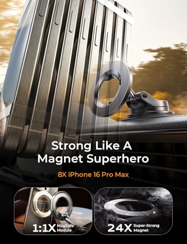 LISEN for MagSafe Car Mount [3800gf Strong Magnet & 90+LBS - Product Imagery