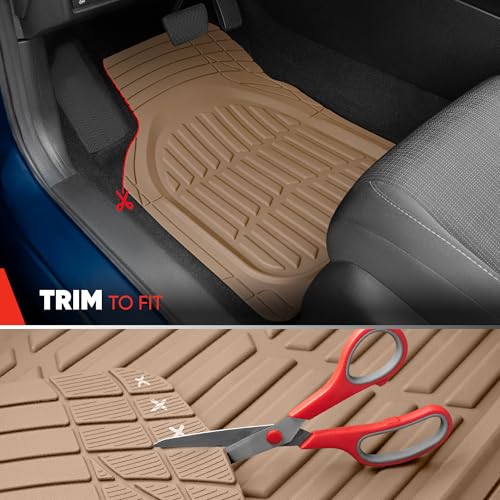 MotorTrend FlexTough Beige Car Floor Mats Rubber All Weather - Product Imagery