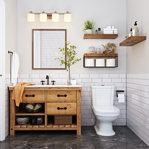 QEEIG Bathroom Shelves Over Toilet Wall Mounted (Brown, Set of - Product Imagery