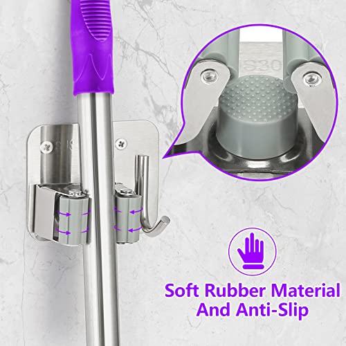 Broom Holder Wall Mount Screw Drilling, Sturdy Heavy Duty - Product Imagery