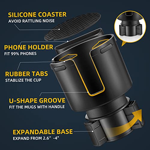 TYKOR Car Cup Holder Expander with Adjustable Base, Fits Bottles - Product Imagery