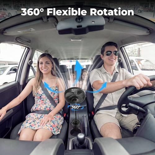 12V Car fan, Portable Vehicle Cooling Fan for Front Seat, 360° - Product Imagery