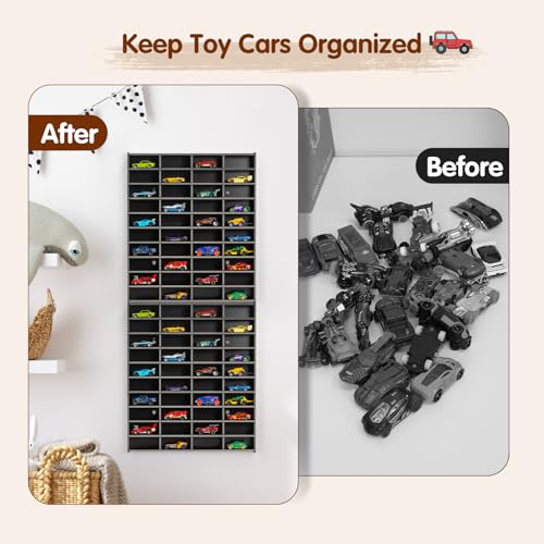 Krafetto 2 Pack 80-Slot Toy Car Display Shelves for 1/64 Cars, - Product Imagery