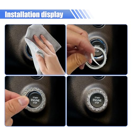2PCS Bling Flower Car Engine Start Stop Decoration Ring, Pink - Product Imagery