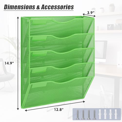 EASEPRES 5 Pocket Mesh Hanging Wall File Organizer, Wall Mounted - Product Imagery