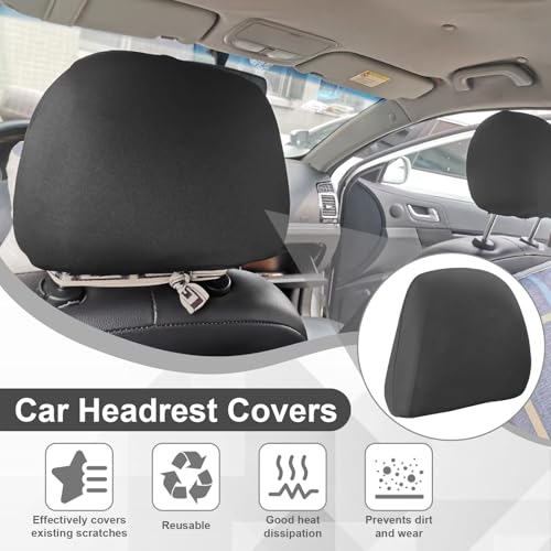 BFXM 2Pcs Car Seat Headrest Cover, Black Flexible Car Headrest - Product Imagery