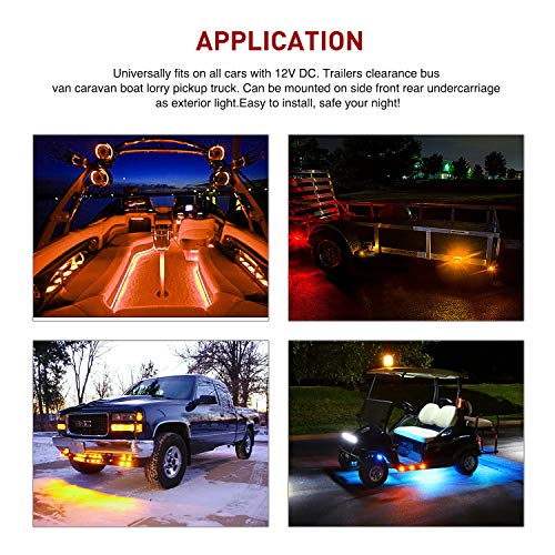 Nilight 3/4" Round LED Clearance Marker Lights, Amber, 10-Pack - Product Imagery