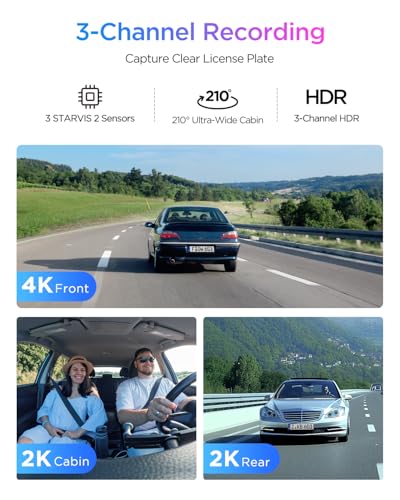 VIOFO A329S 4K+2K+2K Dash Cam Front Cabin and Rear, STARVIS 2 - Product Imagery