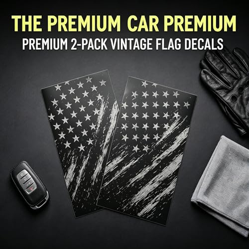 2PCS Car B Pillar Stickers, Aged Patriotic American Flag Car - Product Imagery