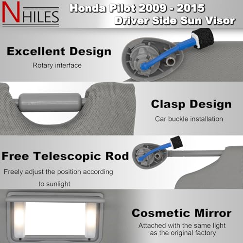 NHILES Driver Left Side Sun Visor Compatible with Honda Pilot - Product Imagery