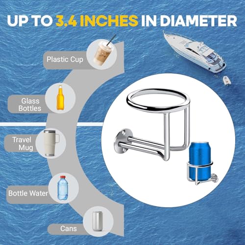 Boat Cup Holder, 2 Pcs Boat Ring Cup Holder, Stainless Steel - Product Imagery
