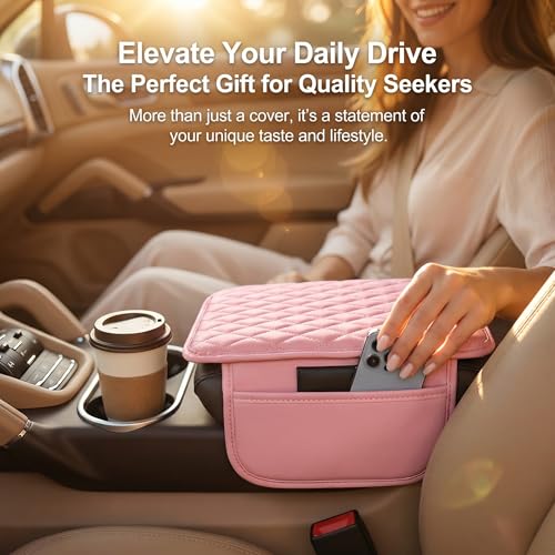Car Arm Rest Cover, Leather Center Console Elbow Support Cushion - Product Imagery