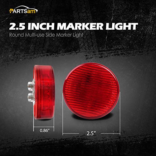 Partsam 10x 2.5 Round Red 13 LED Side Marker Clearance Lights - Product Imagery