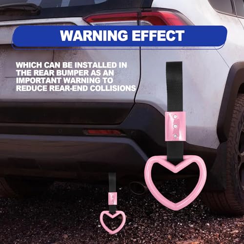 2 Pieces Rear Bumper Warning Decor Rings Heart Shaped Car Handle - Product Imagery