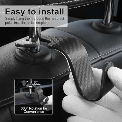LivTee Car Purse Hook, 4 Pack Universal Auto Seat Headrest Hook - Product Imagery