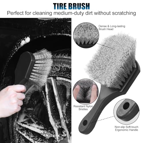 8Pcs Wheel Brush, Tire Brush, Wheel Cleaner Brush Set - 2 Soft - Product Imagery