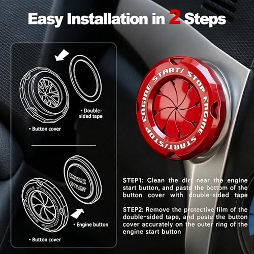 Rotary Push Start Button Cover, Car Engine Push to Start Stop - Product Imagery