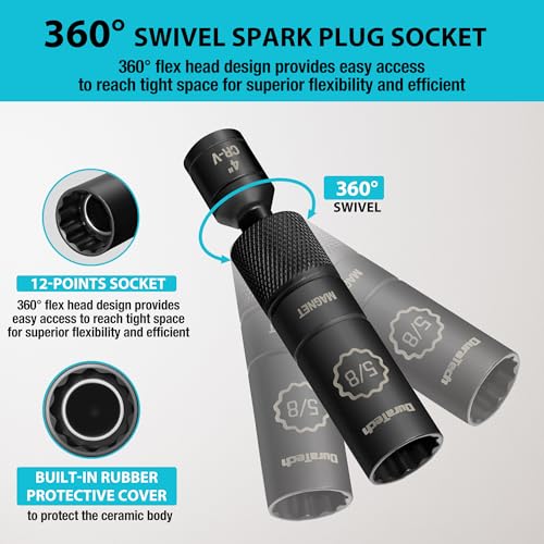 DURATECH 5/8" Swivel Magnetic Spark Plug Socket with Enhanced - Product Imagery