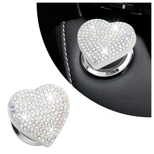 Bling Push Start Button Cover with Rhinestone,Heart Push to - Product Imagery