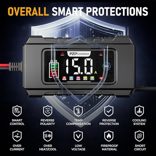 PZ.P 15-Amp 12V/24V Smart Battery Charger, Maintainer & Trickle - Product Imagery