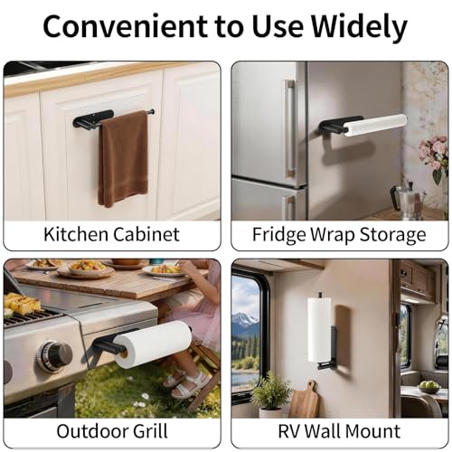STWWO Paper Towel Holder Under Cabinet, Adhesive or Wall - Product Imagery