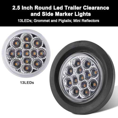 10Pcs Dual Revolution 2.5" Inch Round Led Marker Lights 13 LED - Product Imagery