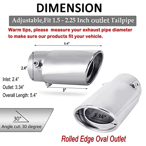 Dsycar Universal Stainless Steel 1.5" - 2.25" Inlet Exhaust - Product Imagery