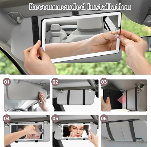 Led Sun Visor Vanity Mirror, Upgraded Large Car Mirrors with - Product Imagery