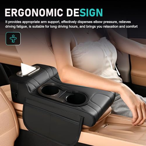Car Center Console Cover, Microfiber Leather Car Armrest Cover, - Product Imagery