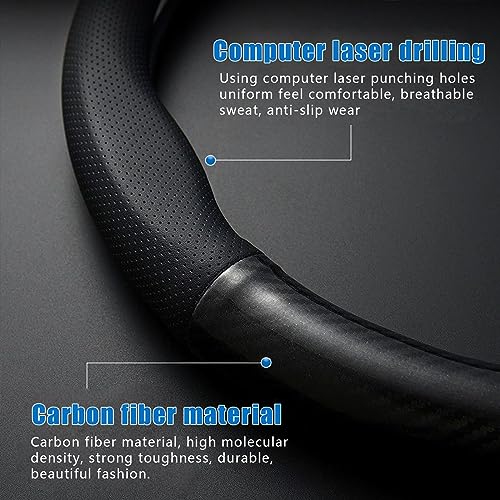 gunhunt 1 PC Car Breathable Steering Wheel Cover, Carbon Fiber - Product Imagery