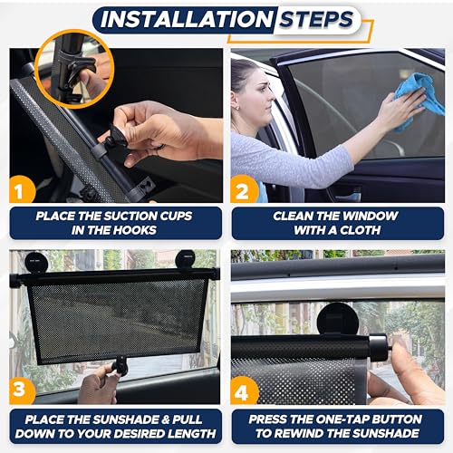 EcoNour Car Window Shades for Baby (2 Pack) Side Sunshade, Sun - Product Imagery