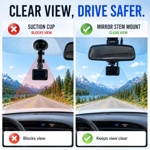 Dash Cam Mount Replacement Holder, Fits Rove r2-4k and Other - Product Imagery
