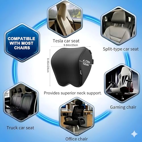Crofy 2-Pack Car Neck Pillow, Headrest Pillow with Adjustable - Product Imagery