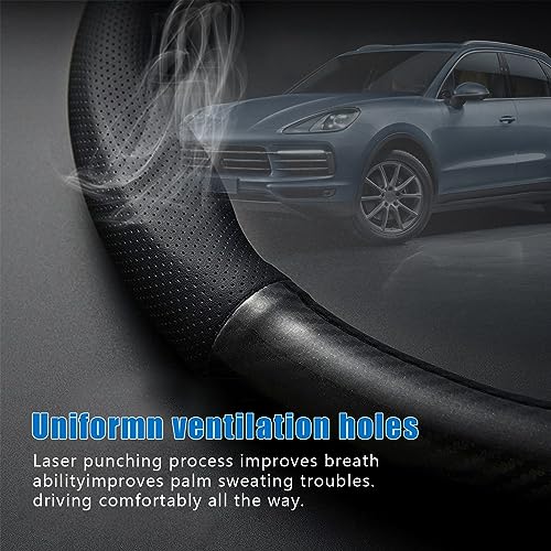 gunhunt 1 PC Car Breathable Steering Wheel Cover, Carbon Fiber - Product Imagery