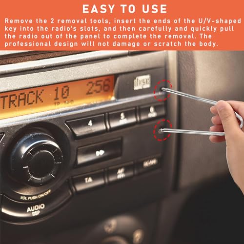 Dickno 4 PCS Car Radio Removal Pry Tool, U/V-Shaped Stainless - Product Imagery
