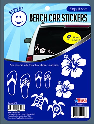 Enjoy It Beach Car Stickers, 9 Pieces, Outdoor Rated Vinyl - Product Imagery