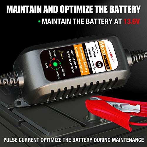 MOTOPOWER MP00205A 12V 800mA Automatic Battery Charger, - Product Imagery