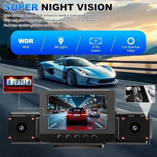 4 Channel Dash Cam Front and Rear,360°View, WiFi, APP,Dash - Product Imagery