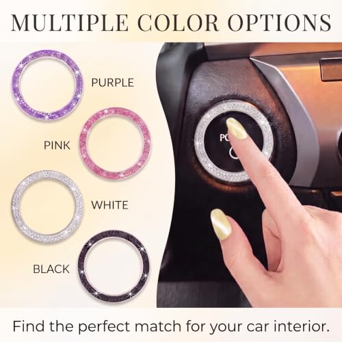 2PCS Bling Car Engine Start Button Cover, Crystal Rhinestone - Product Imagery
