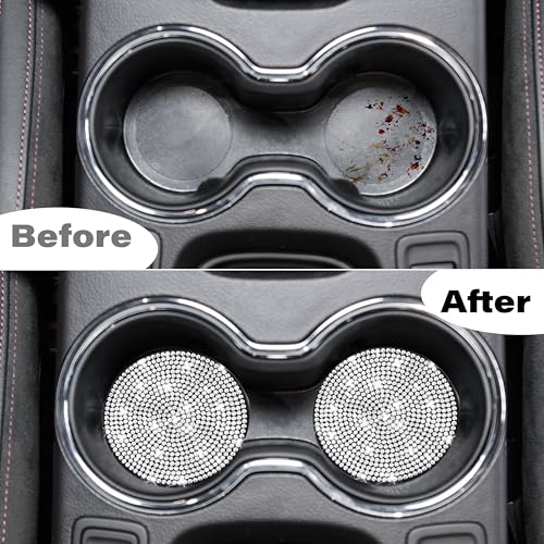 BFXM 2 PCS Bling Cup Holder Coaster, 2.75“ Silicone Diamond Car - Product Imagery