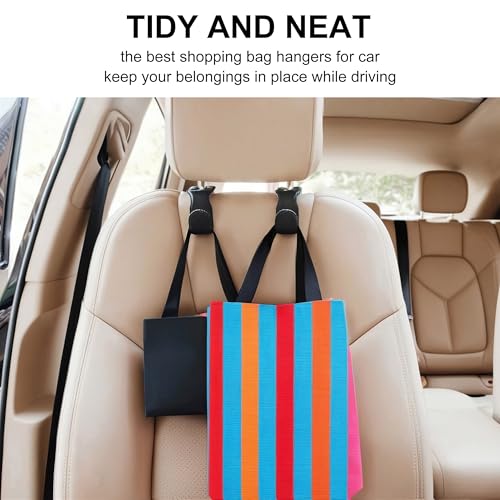 EldHus Headrest Hooks for Purses and Bags, 2 Pack Car Seat Hooks - Product Imagery