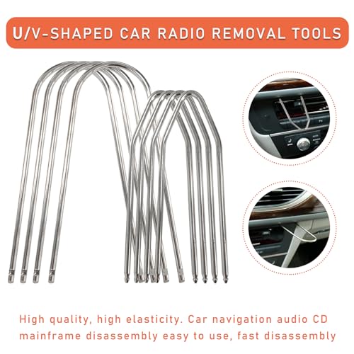 Dickno 4 PCS Car Radio Removal Pry Tool, U/V-Shaped Stainless - Product Imagery