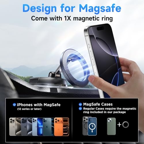 ANDERY Car Phone Holder for Magsafe [78+LBS Strongest Suction & - Product Imagery