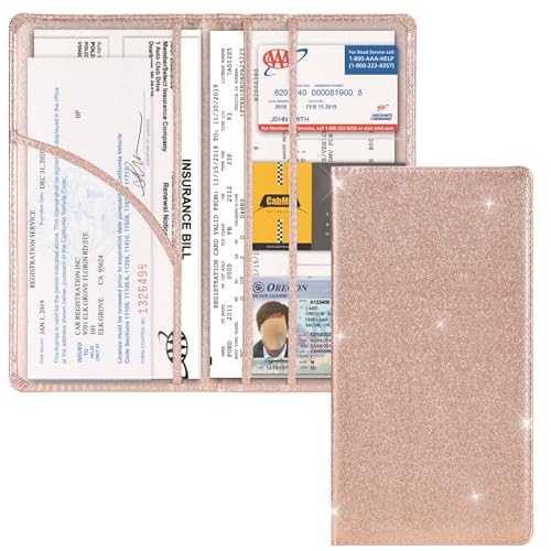 Car Registration and Insurance Holder, Glove Box Organizer，Bling - Product Imagery
