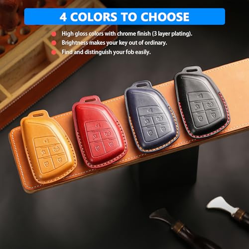 QBUC for Chevy Genuine Leather Key Fob Cover 6-Buttons (Dark - Product Imagery