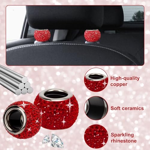 BFXM 4 Pcs Car Headrest Collars, Bling Head Rest Collars Rings - Product Imagery