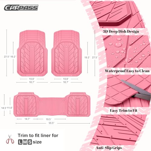 CAR PASS Heavy Rubber Car Floor Mats, Deep Waterproof Car Mats - Product Imagery