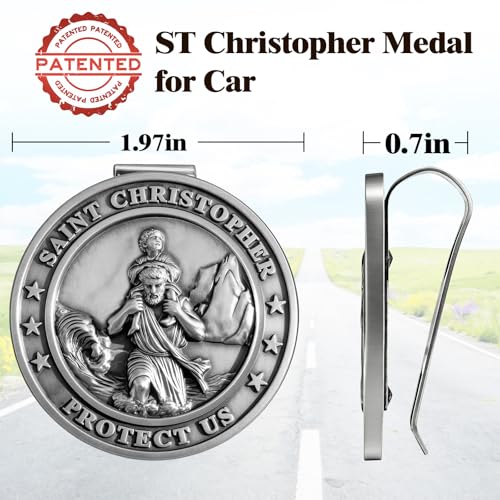 St Christopher Medal for Car, St Christopher Visor Clip, Gifts - Product Imagery